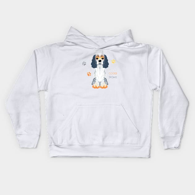 Cute dog American Cocker Spaniel Kids Hoodie by kavalenkava